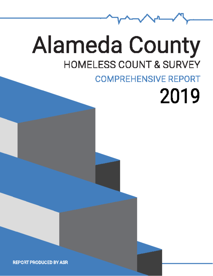 Cover of 2019 report; blocks of gray and blue making steps