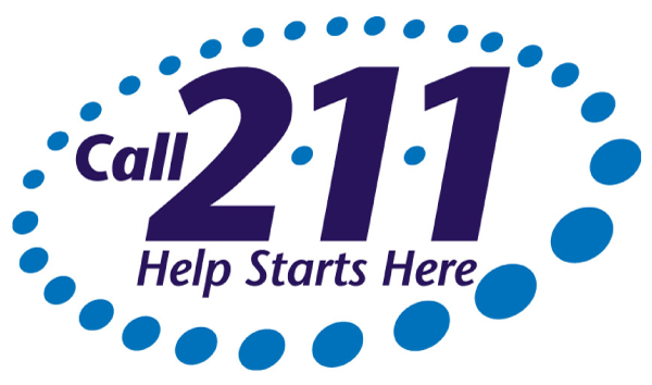 Call 2-1-1 logo. Tagline says: Help Starts Here