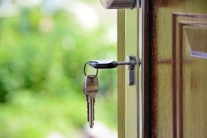 Keys in a lock in a front door