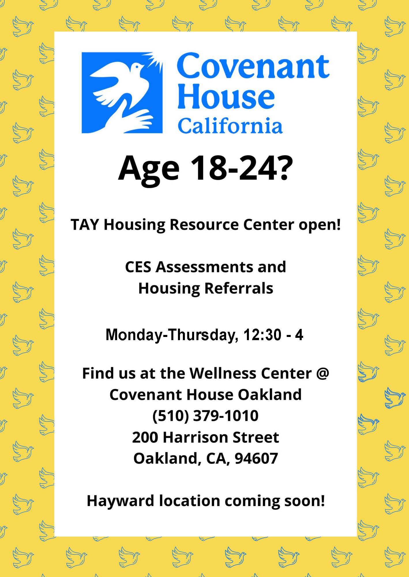 Covenant House of California program flyer